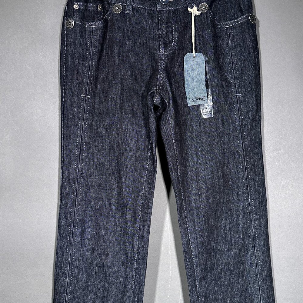Boom Boom Jeans Dark Wash Denim With Silver Threads Juniors Size 7 - Picture 4 of 15